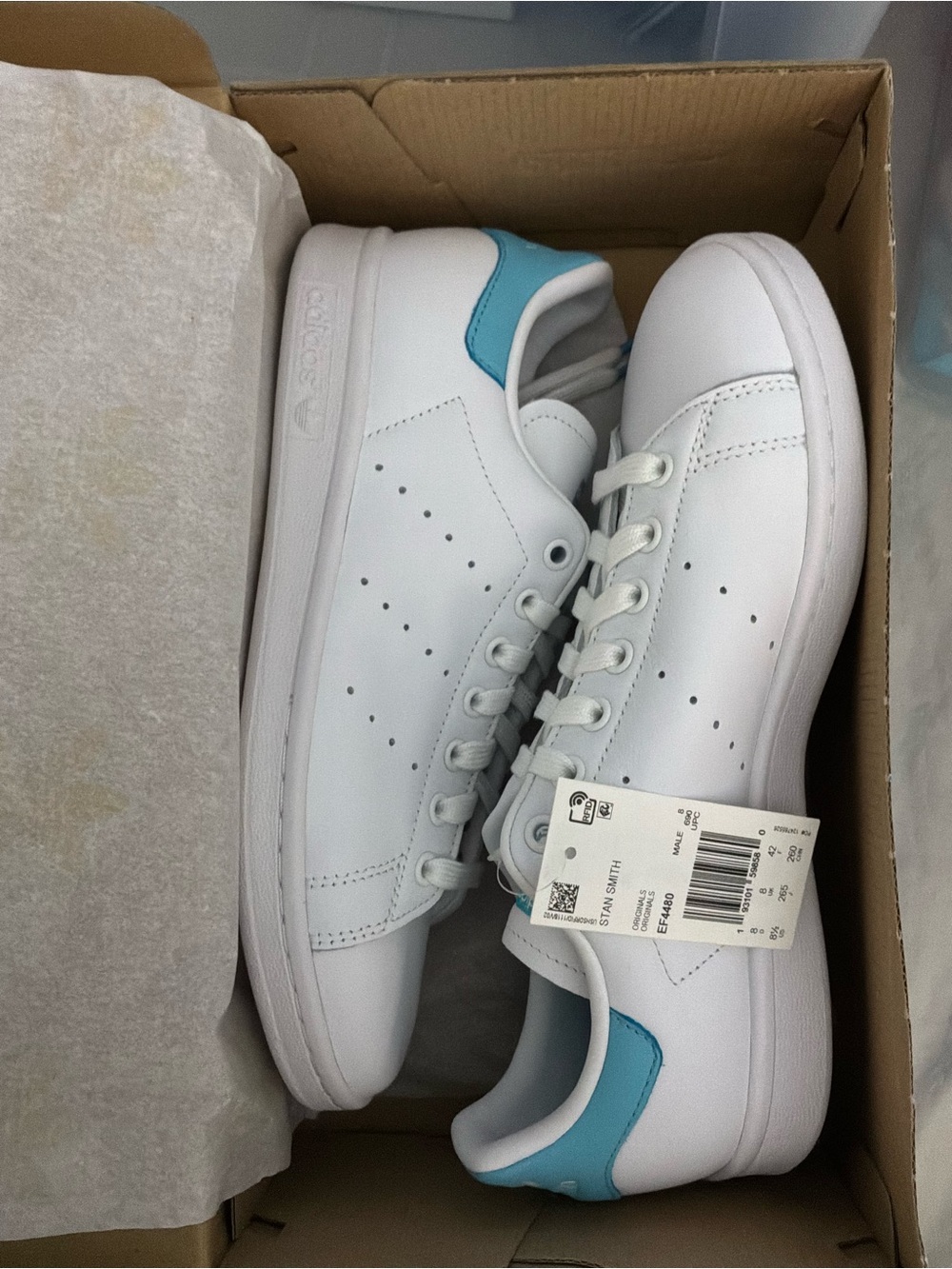 adidas White Kids Sneakers with Light Blue Heel Accent